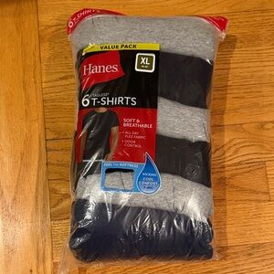Hanes Men's Tagless T-Shirts - Black and Gray pack of 6 size XL